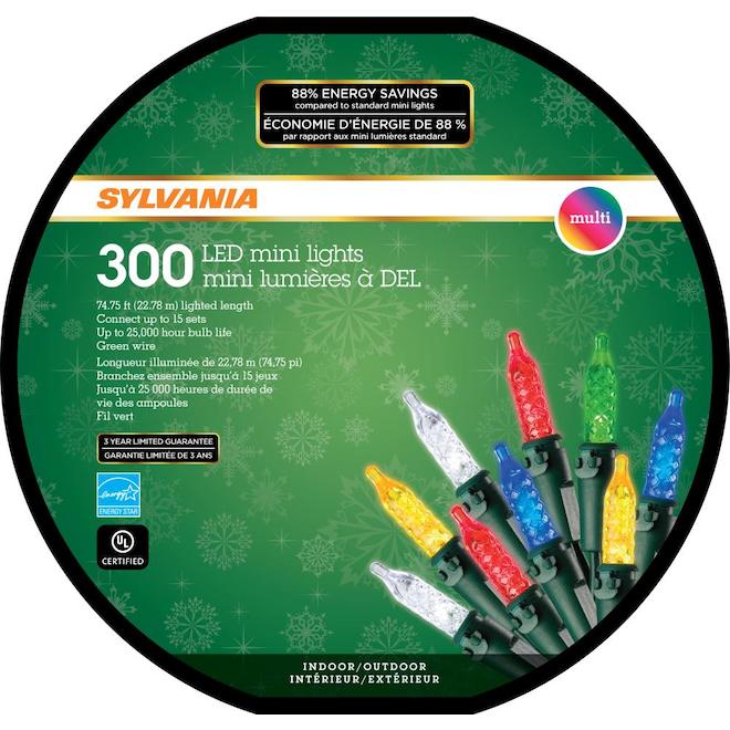 SYLVANIA 300-Count 74.5 ft Multicolour Indoor/Outdoor Mini Light Set