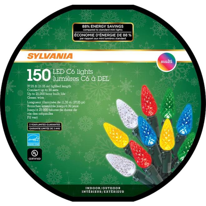 Sylvania String Lights - 150-Count LED C6 - Indoor Outdoor - Multicolour