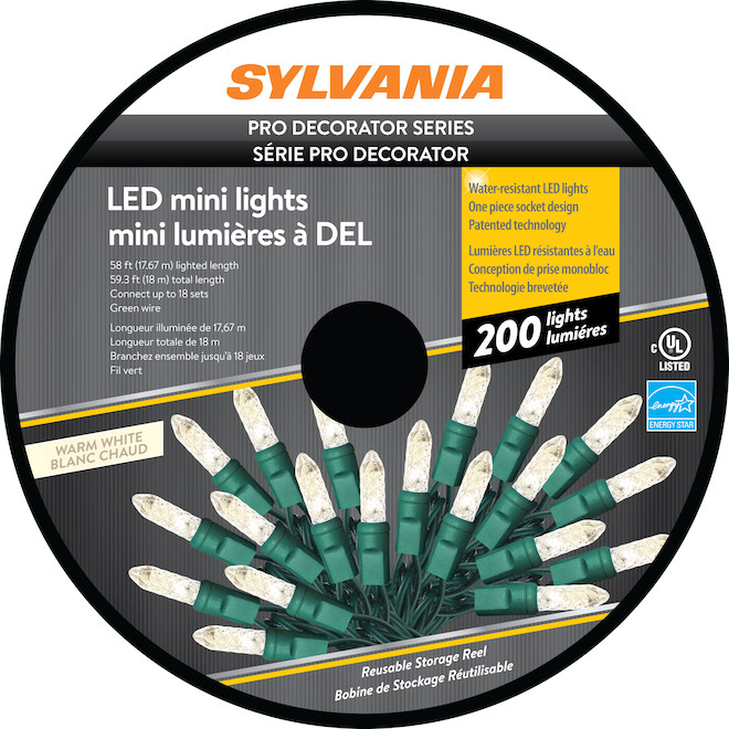 Sylvania Christmas String Lights - 200-Count LED C6 - Inddor Outdoor - Warm White