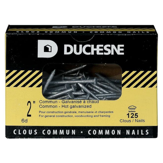 Duchesne Common Nails - Galvanized - 125 Per Pack - 6D x 2-in L