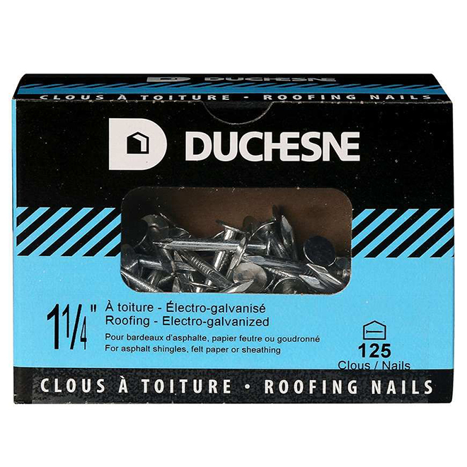 Duchesne Large-Head Roofing Nails - 3D x 1 1/4-in L - Electro-Galvanized Steel - 125 Per Pack