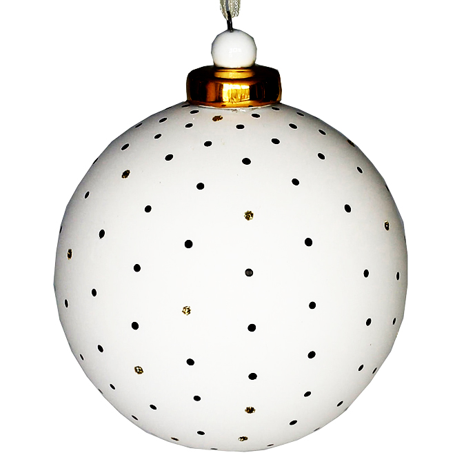 Uberhaus Boule De Noël à Pois 8 Cm Verre Blancor Iq87338