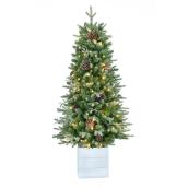 Celebrations by L&CO Artificial Potted and Lighted Christmas Tree 4.5-ft - 100 LED Lights