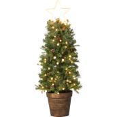 Celebrations by L&CO Artificial Potted and Lighted Christmas Tree 4-ft with Lighted Star - 100 LED Lights