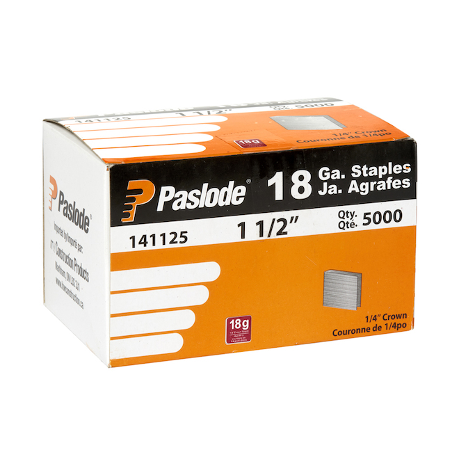 Agrafes de finition Paslode, acier, 1 po L. x couronne de 1/4 po l., 5000 par paquet