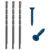 Buildex Tapcon® Ancres à béton à tête plate Phillips Drive 3/16 x 1-1/4" en bleu - 225 pièces