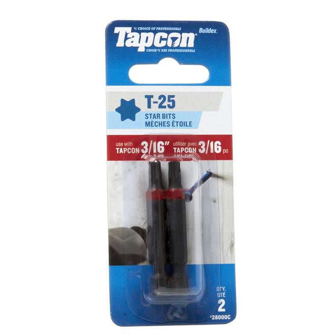 Buildex Tapcon 2" T-25 BITS CARDED (2PC)