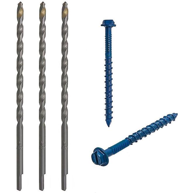 Buildex Tapcon 3/16 x 3-1/4" Slotted Hex Head Concrete Anchor in Blue - 225pc