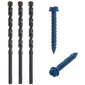 Buildex Tapcon 1/4 x 2-1/4" Phillips Drive Flat Head Concrete Anchors in Blue - 225pc