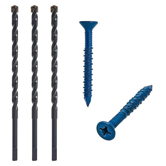 Buildex Tapcon 1/4 x 1-3/4-inch Phillips Drive Flat Head Concrete Anchors in Blue - 225pc