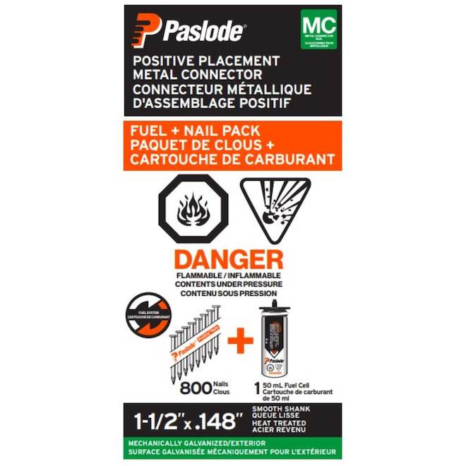Paslode Fuel and Nail Pack 1 1/2-in - Pack of 800 Nails and 50-ml Fuel Cell