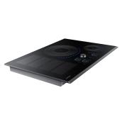 Surface de cuisson à induction Samsung, technologie de flamme virtuelle, acier inoxydable noir, connectivité Wi-Fi
