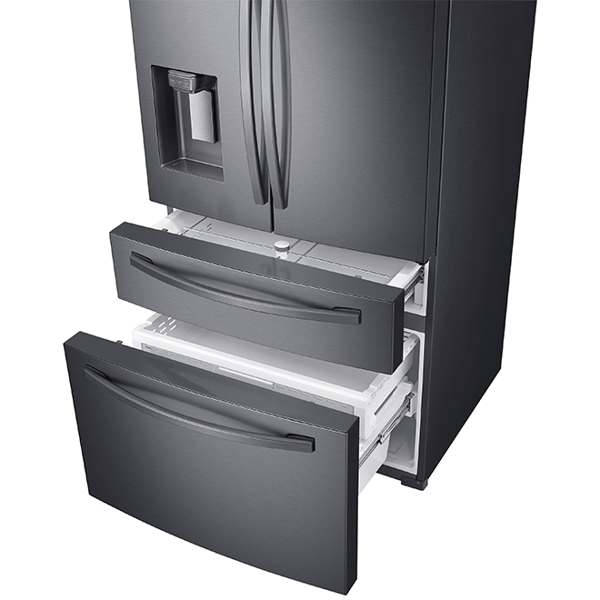 Samsung Smart Premium 4-Door Refrigerator with Bottom Freezer - 36-in - 22.6-cu ft - Black Stainless Steel