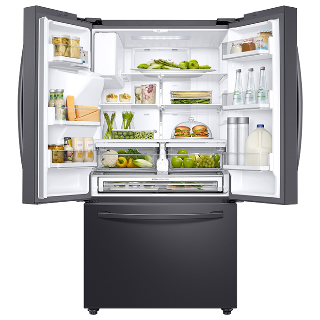 Samsung 22.6-cu ft Counter-Depth French Door Refrigerator with Wi-Fi and Ice Maker - Black Stainless Steel