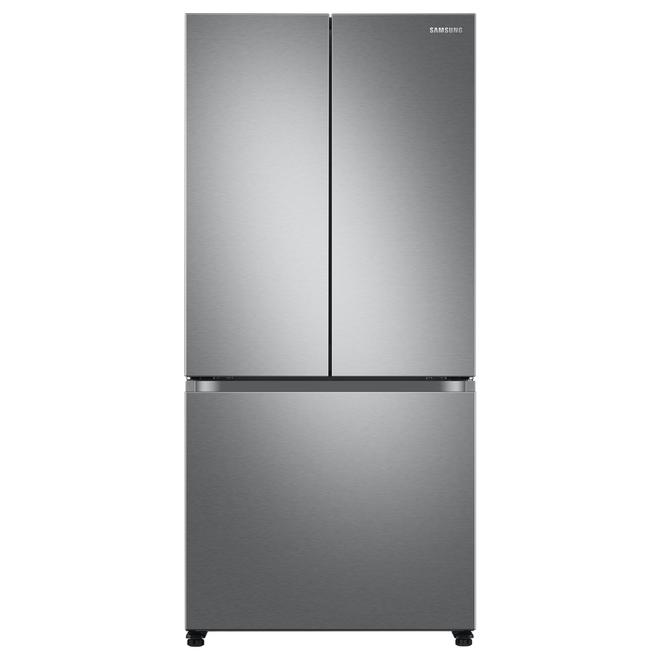Réfrigérateur à double battant de 33 po et 19,5 pi³ avec machine à glaçons et connectabilité WI-FI de Samsung, inox