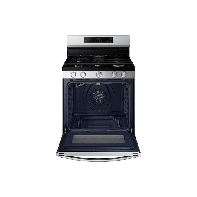 Samsung Free-Standing Gas Range with 18,000 BTU Dual Burner and Air Fry - 30-in - Stainless Steel