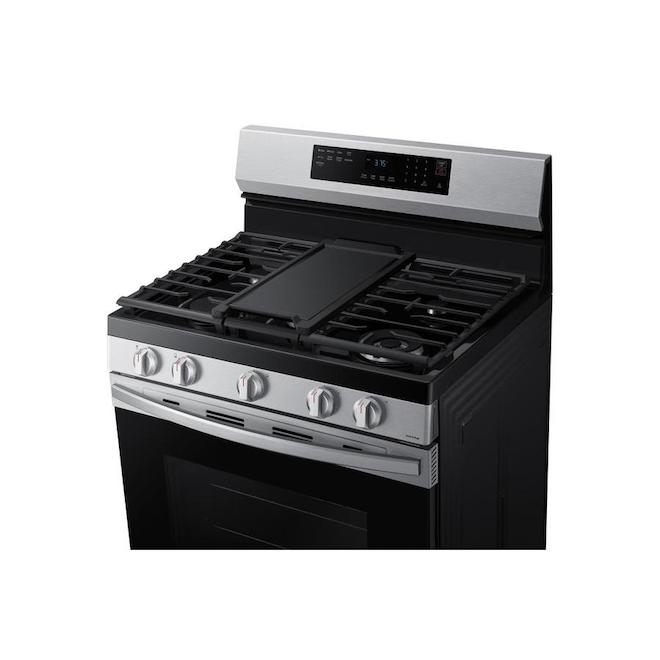Samsung Free-Standing Gas Range with 18,000 BTU Dual Burner and Air Fry - 30-in - Stainless Steel