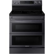 Samsung Smooth Surface 5-Element 6.3-cu ft Air Fry Double Oven Electric Range Black Stainless (30-in)