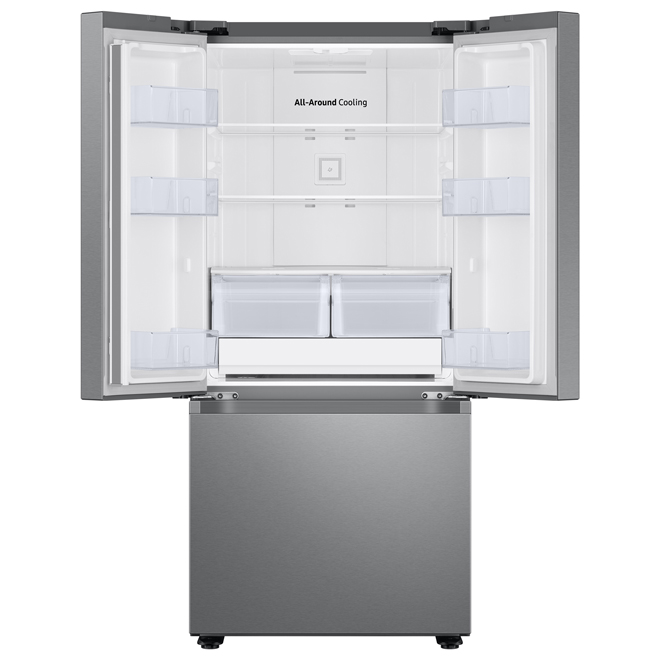 Réfrigérateur à congélateur inférieur profondeur standard 22 pi³ Samsung, machine à glace, acier inoxydable, Energy Star