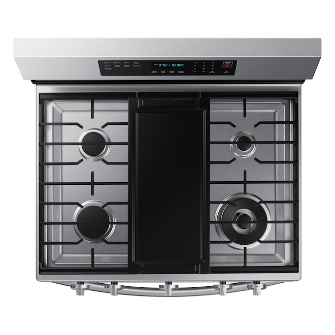 Cuisinière au gaz intelligente autoportante 30 po Samsung, frire à l'air chaud/vraie convection, 6 pi³, acier inoxydable