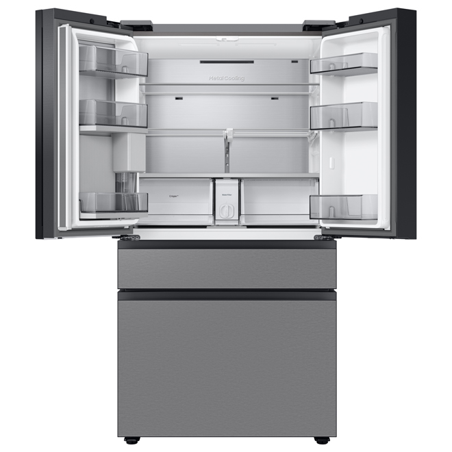 Réfrigérateur Samsung Bespoke, 28,9 pi³, 4 portes, profondeur standard (inox résistant aux empreintes)