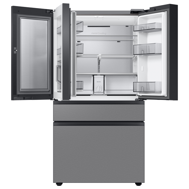 Réfrigérateur Samsung Bespoke, 28,9 pi³, 4 portes, profondeur standard (inox résistant aux empreintes)