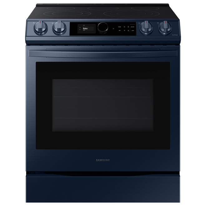 Cuisnière électrique à four simple Samsung Bespoke de 6,3 pi³, avec friteuse à air et True Convection (bleu marine)