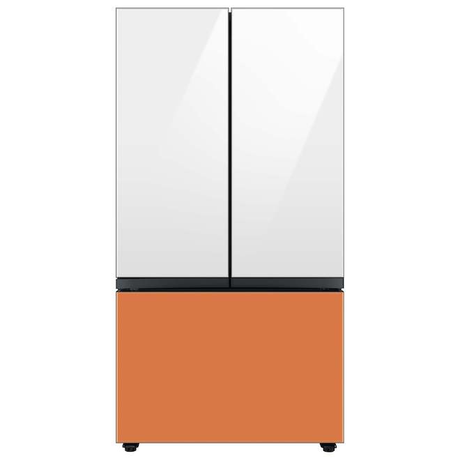 Panneau de tiroir congélateur de réfrigérateur 3 portes Bespoke de Samsung, verre, clémentine, 35,63 x 23,5 x 1,13 po