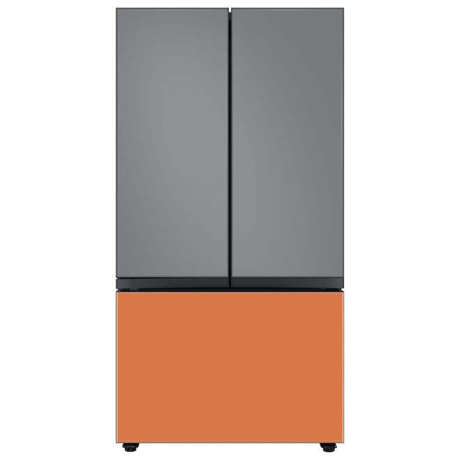 Panneau de tiroir congélateur de réfrigérateur 3 portes Bespoke de Samsung, verre, clémentine, 35,63 x 23,5 x 1,13 po