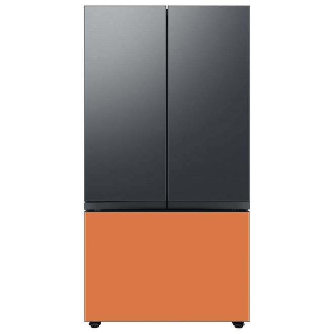 Panneau de tiroir congélateur de réfrigérateur 3 portes Bespoke de Samsung, verre, clémentine, 35,63 x 23,5 x 1,13 po