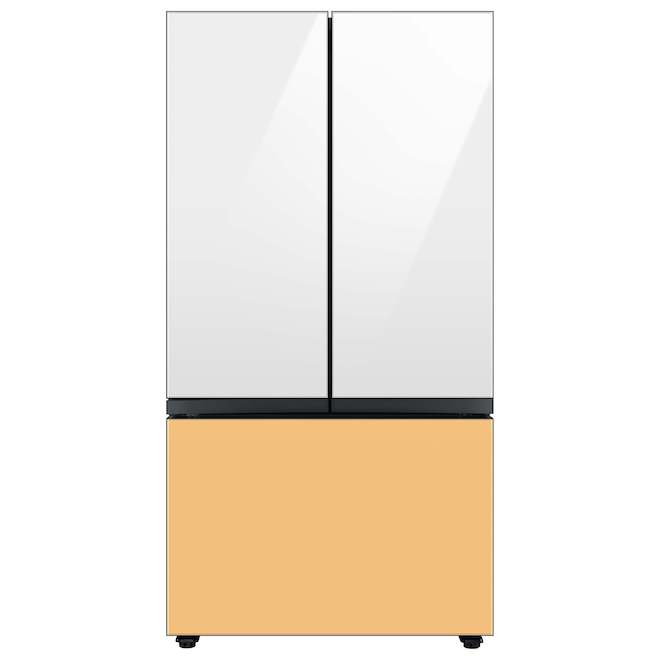 Panneau de tiroir congélateur de réfrigérateur 3 portes Bespoke de Samsung, verre, jaune soleil levant, 35,63 x 23,5 po