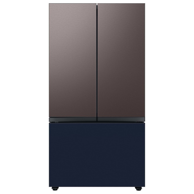 Panneau de tiroir congélateur pour réfrigérateur à 3 portes Bespoke par Samsung, acier inoxydable, bleu marine