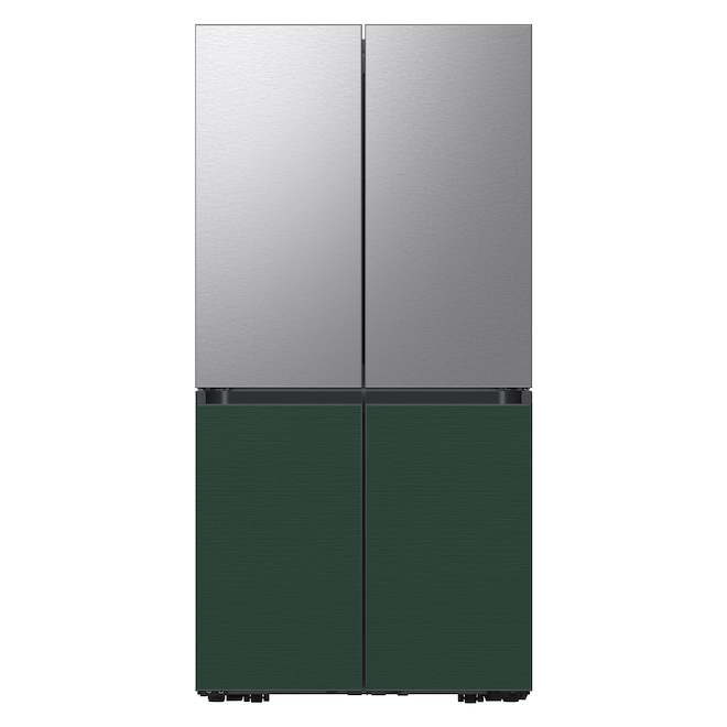 Panneau de porte inférieure pour réfrigérateur à 4 portes Flex Bespoke par Samsung, acier inoxydable, émeraude