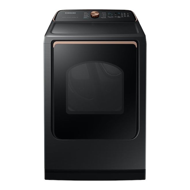 Samsung Smart 7.4-ft³ Reversible Side Swing Electric Dryer Black Stainless Steel ENERGY STAR®