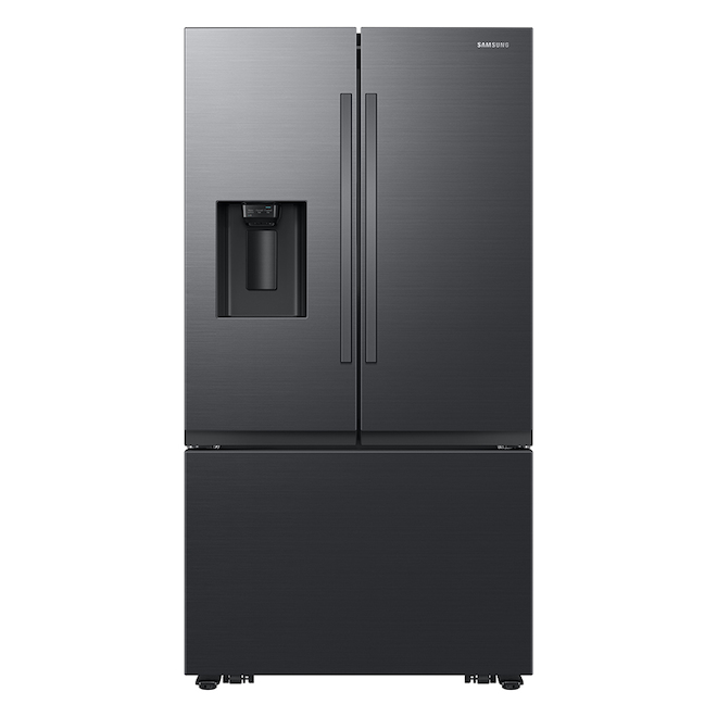 Samsung 30.5-ft³ Two-Door Standard-Depth French Door Refrigerator Ice Dispenser Matte Black Steel ENERGY STAR®