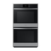 Samsung 10.2-Ft³ Steam and Self-Cleaning Air Fry Single-Fan Convection Double Wall Oven Stainless Steel