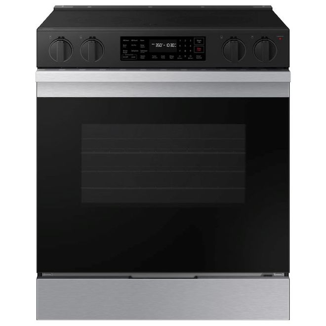 Samsung 30-in Smooth Surface 5-Element 6.3-ft³ Convection Electric Slide-In Range with Air Fry - Stainless Steel