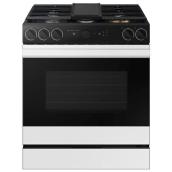 Samsung 30-in 5-Burner 6-ft³ Self-Cleaning Convection Oven Slide-In Gas Range with Oven Camera - White