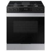 Samsung 30-in 5-Burner 6-ft³ Self-Cleaning Convection Slide-In Gas Range with Air Fry - Stainless Steel