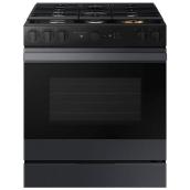 Samsung 30-in 5-Burner 6-ft³ Self-Cleaning Convection Oven Slide-In Gas Range with Air Fry - Black