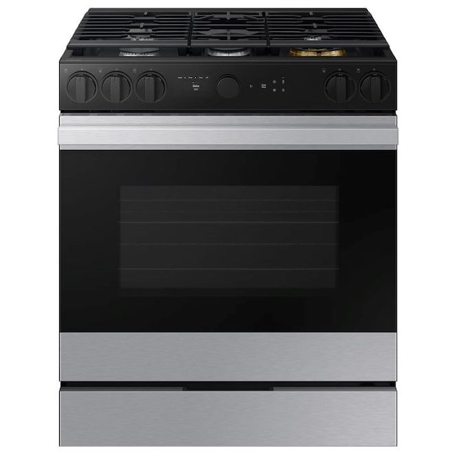 Samsung 30-in 5-Burner 6-ft³ Self-Cleaning Convection Slide-In Gas Range with Air Fry - Stainless Steel