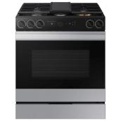 Samsung 30-in 5-Burner 6-ft³ Self-Cleaning Convection Oven Slide-In Gas Range with Oven Camera - Stainless Steel