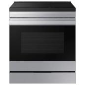 Samsung 30-in 6-Element Smooth 6.3-ft³ Single Oven Slide-In Induction Range Ambiant Lighting - Stainless Steel