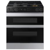 Samsung 6-cu.ft. Smart Gas Range with Dual Energy and Dual Door Flex Duo - Stainless Steel