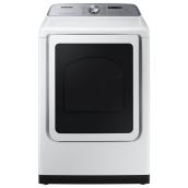 Samsung Electric Smart Dryer 7.4-cu.ft with Multi-Steam and Steam Sanitize+ - White