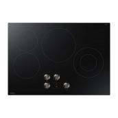 Surface de cuisson électrique 30 po Samsung avec 4 éléments et boutons de commandes à l'avant, noir