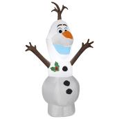 Décoration gonflable illuminée, Olaf, 4', polyester, multicolore