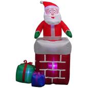 Décoration gonflable, animée, illuminée de Gemmy, Père Noël et Cheminée, 5 pi, 3 lumières DEL