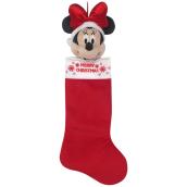 Bas de Noël Minnie Mouse, Disney, tissu de peluche et mousse, 21 po, rouge