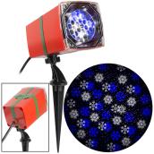 Projecteur de Noël Gemmy, tempête de neige, flocons, 12 po, blanc/bleu